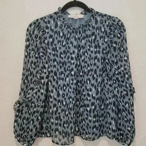 LOFT Leopard Print Long Sleeve Blouse Size XXS